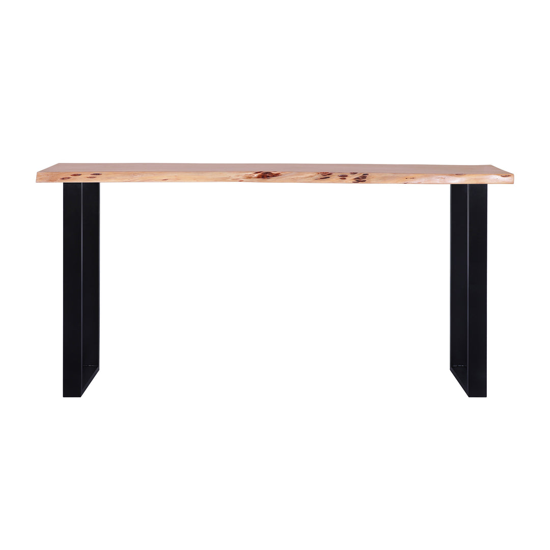 Live Edge Acacia 70"W Console Table with Black Iron Legs, Natural