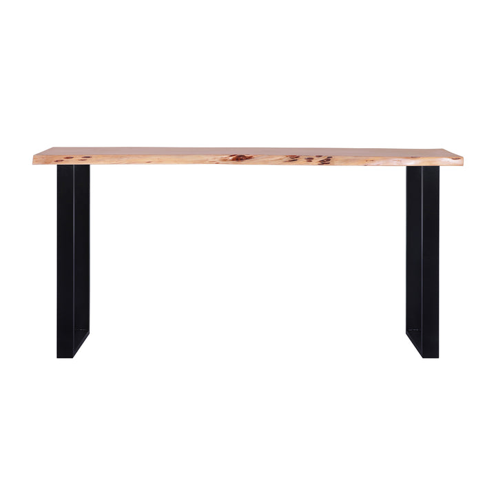 Live Edge Acacia 70"W Console Table with Black Iron Legs, Natural