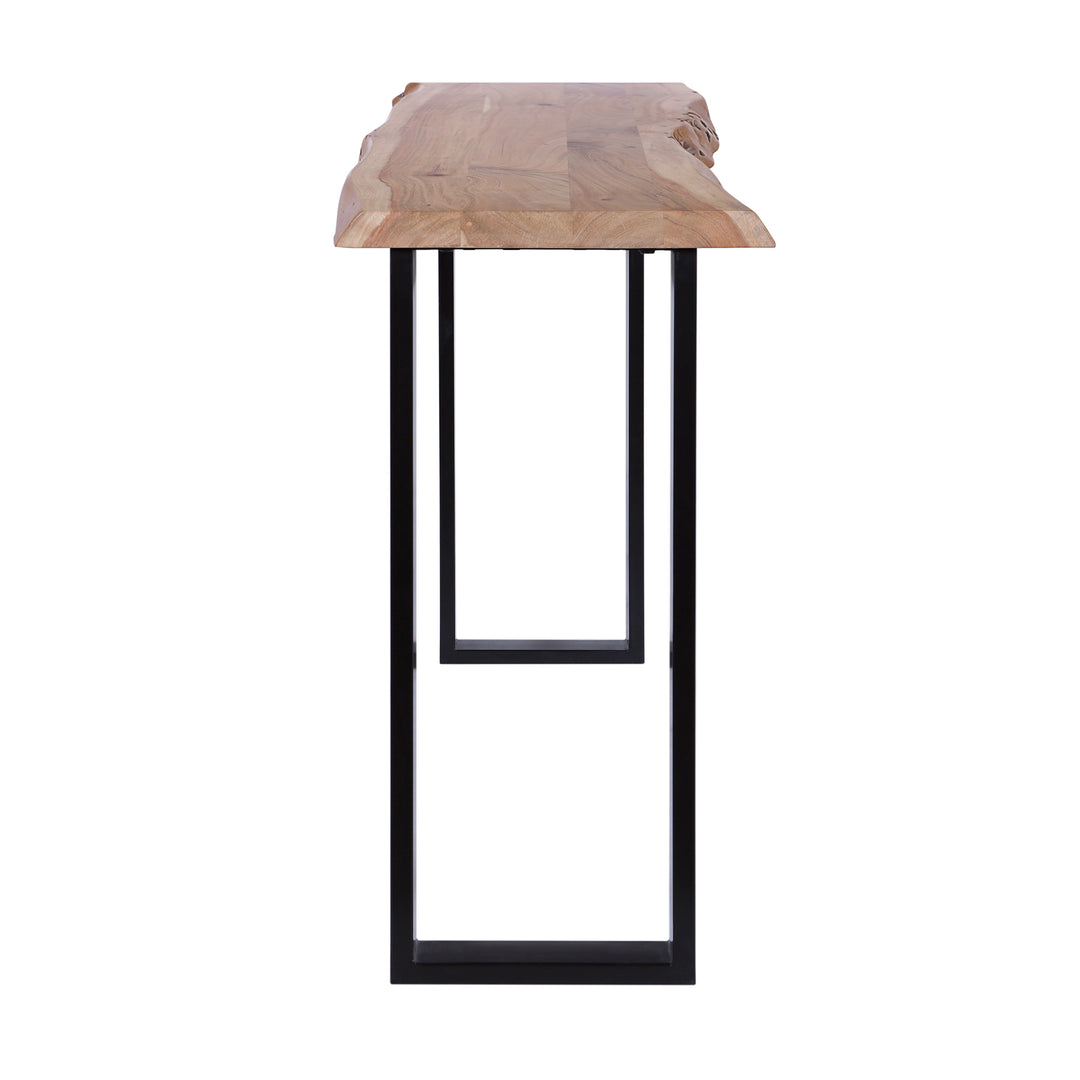 Live Edge Acacia 70"W Console Table with Black Iron Legs, Natural