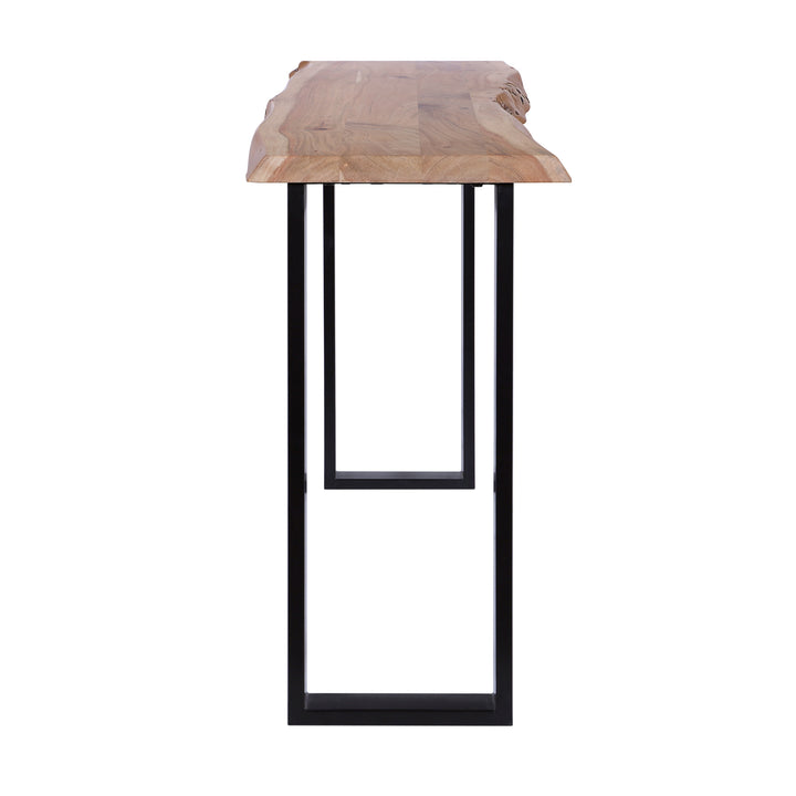 Live Edge Acacia 70"W Console Table with Black Iron Legs, Natural