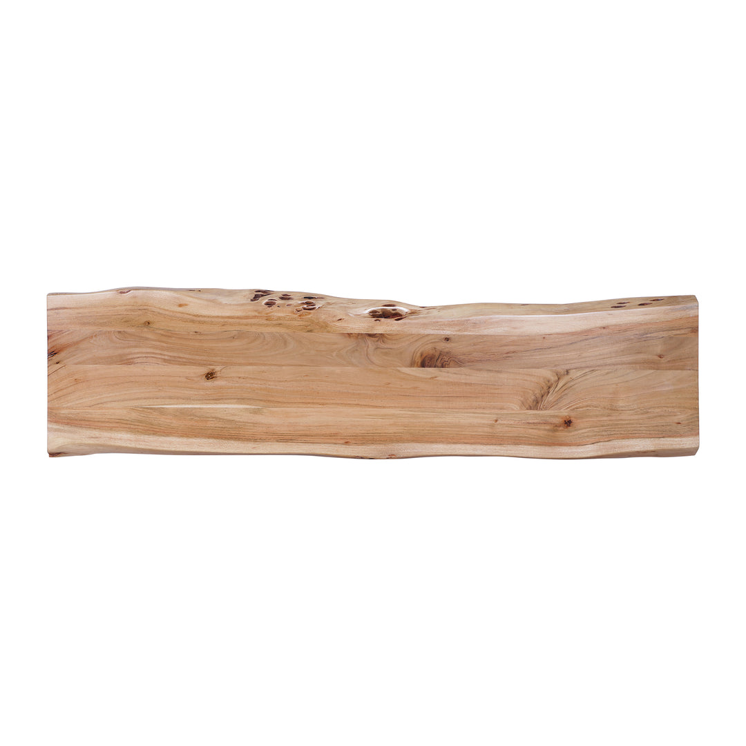 Live Edge Acacia 70"W Console Table with Black Iron Legs, Natural