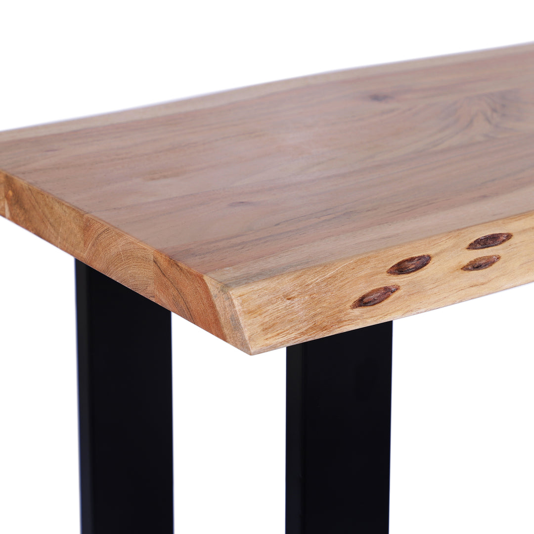 Live Edge Acacia 70"W Console Table with Black Iron Legs, Natural