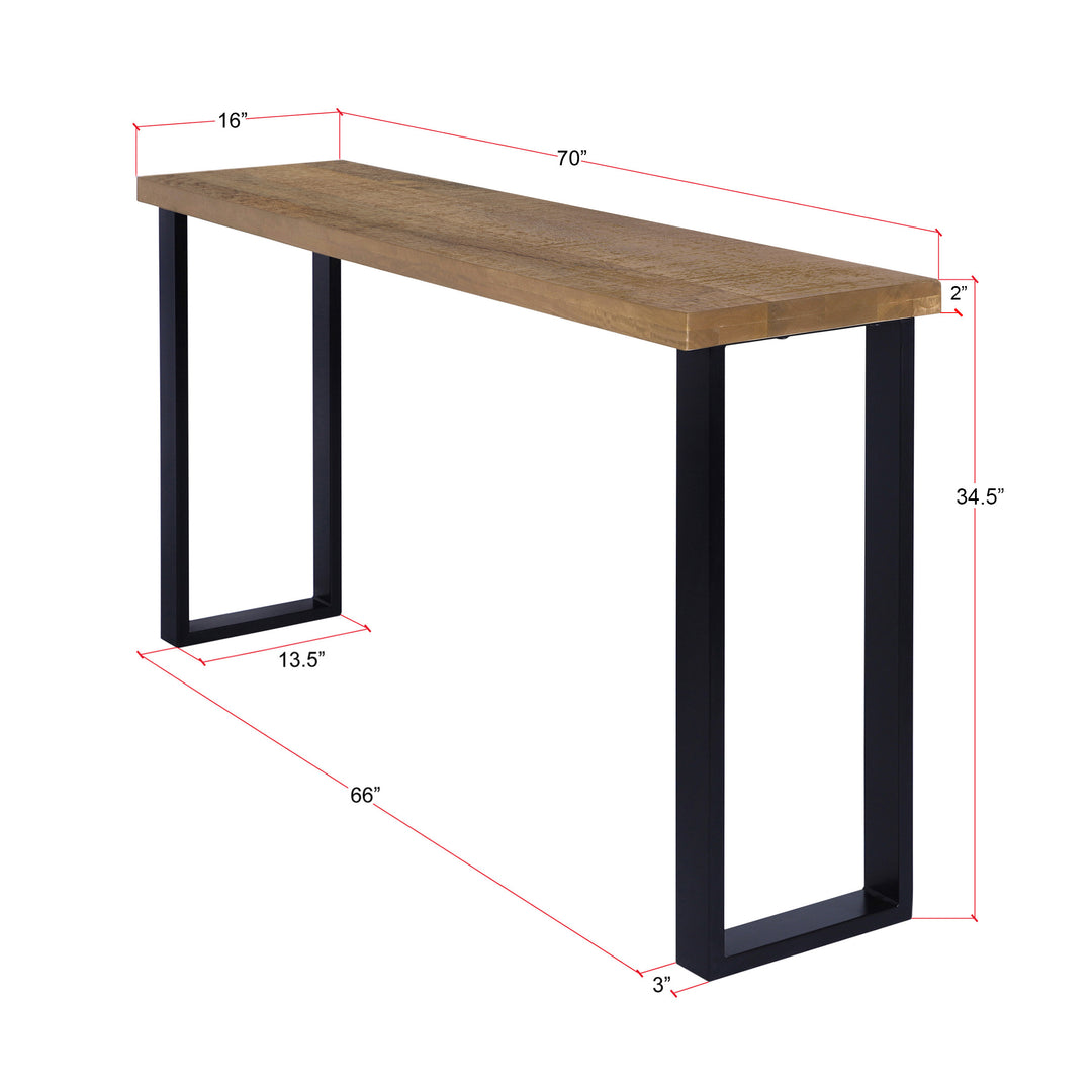 Rustic Forge 70" Console Table with Metal Legs, Sawn Farmhouse Natural