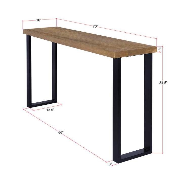 Rustic Forge 70" Console Table with Metal Legs, Sawn Farmhouse Natural