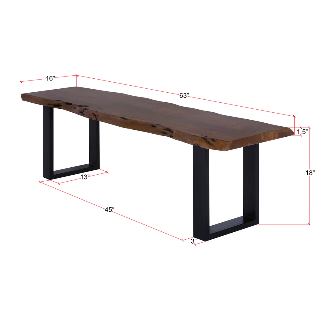 Live Edge Acacia 63" Bench, Acacia Standard