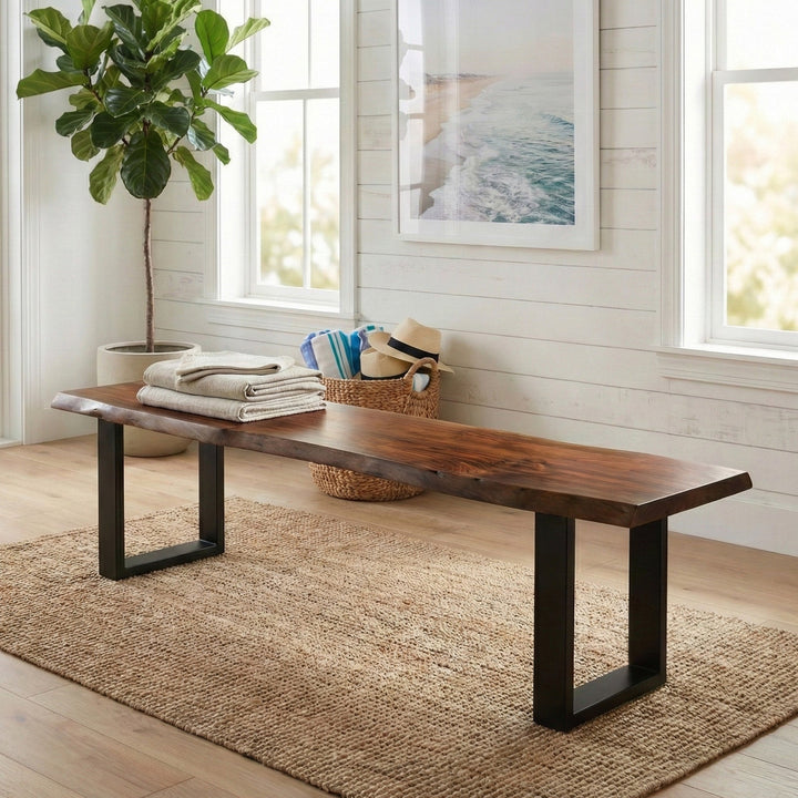 Live Edge Acacia 78" Bench, Acacia Standard