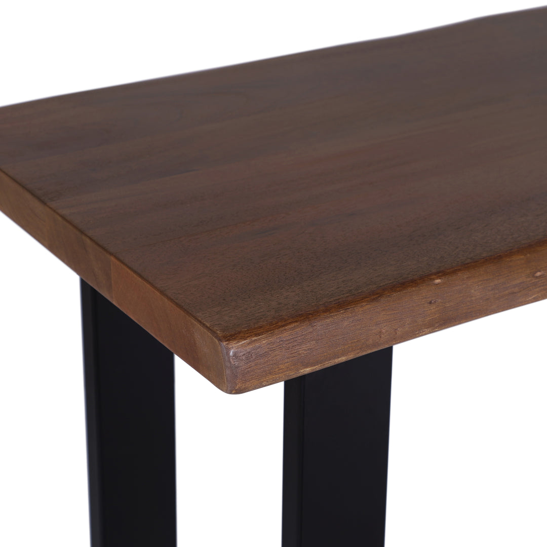 Live Edge Acacia 90"W Console Table with Black Iron Legs, Natural