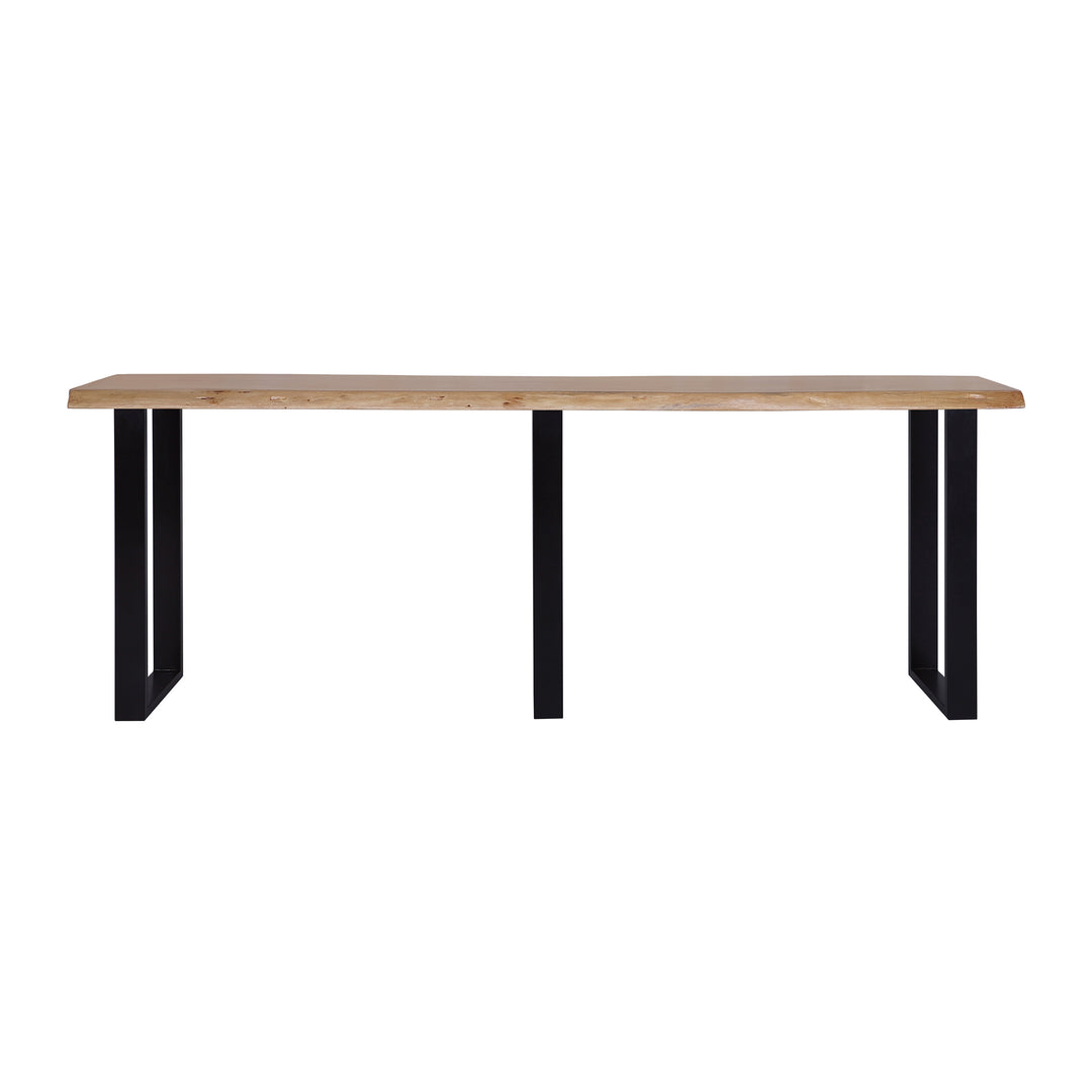 Live Edge Acacia 90"W Console Table with Black Iron Legs, Natural