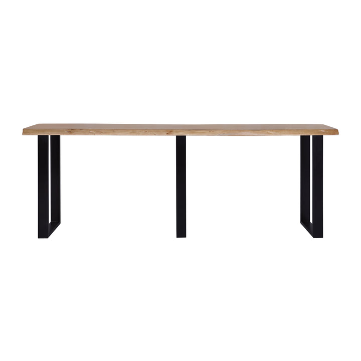 Live Edge Acacia 90"W Console Table with Black Iron Legs, Natural