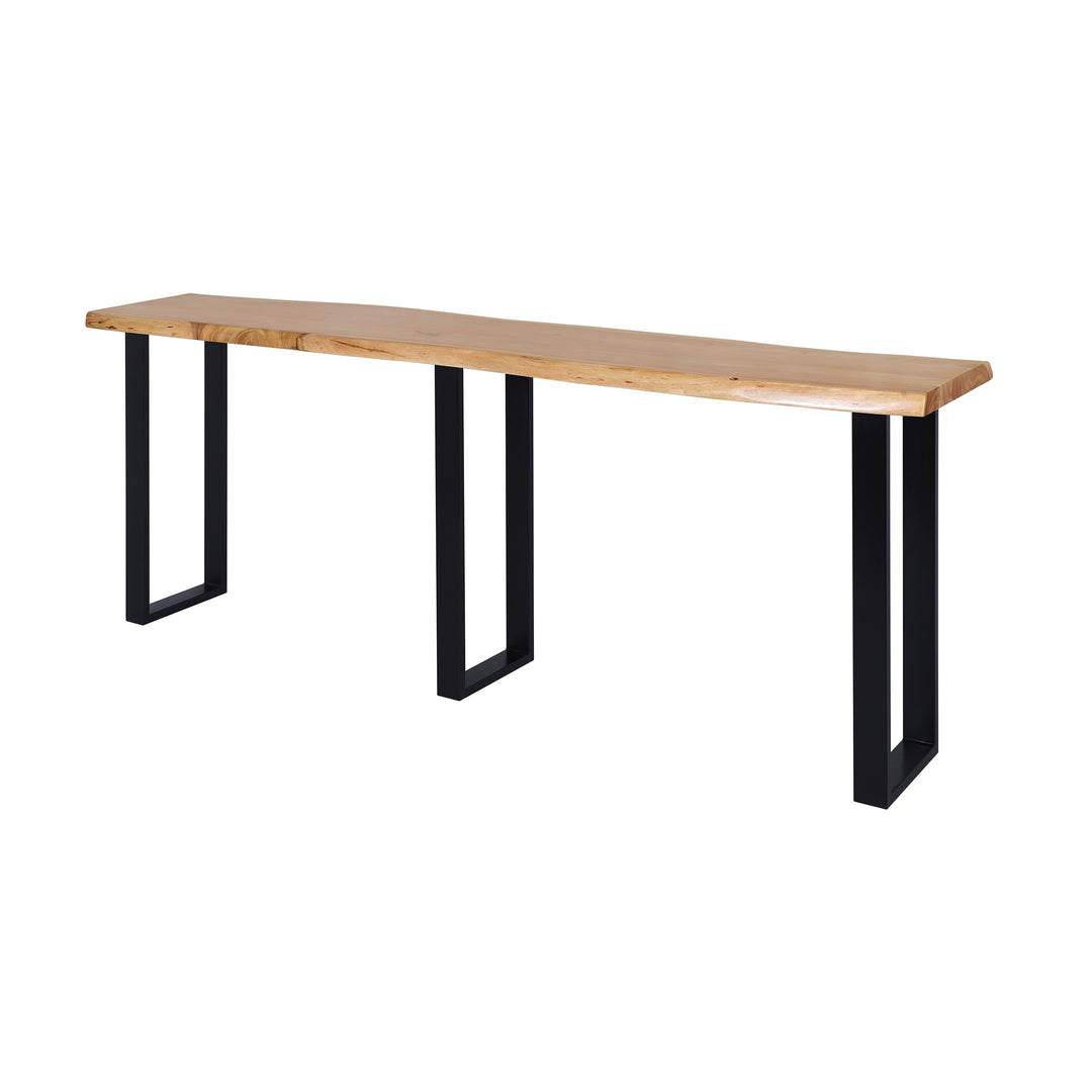 Live Edge Acacia 90"W Console Table with Black Iron Legs, Natural