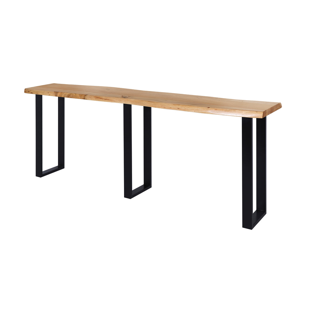 Live Edge Acacia 90"W Console Table with Black Iron Legs, Natural