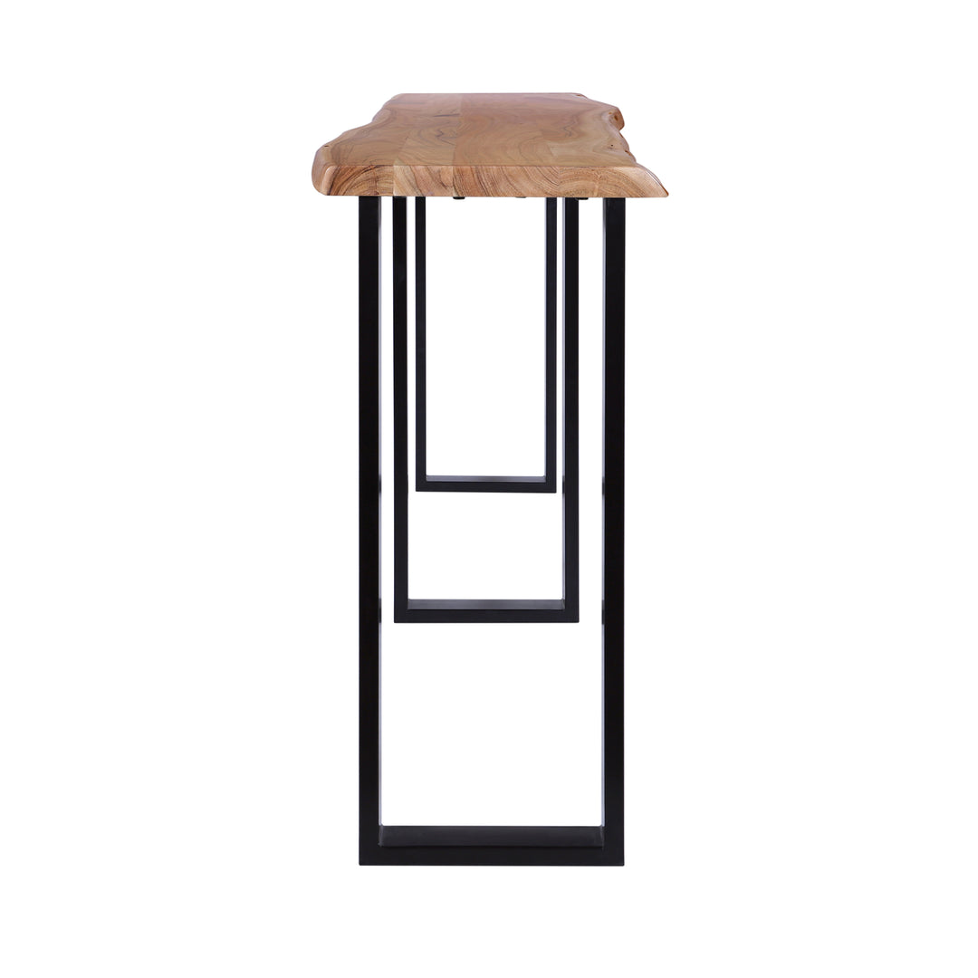 Live Edge Acacia 90"W Console Table with Black Iron Legs, Natural