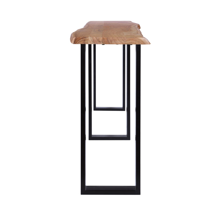 Live Edge Acacia 90"W Console Table with Black Iron Legs, Natural