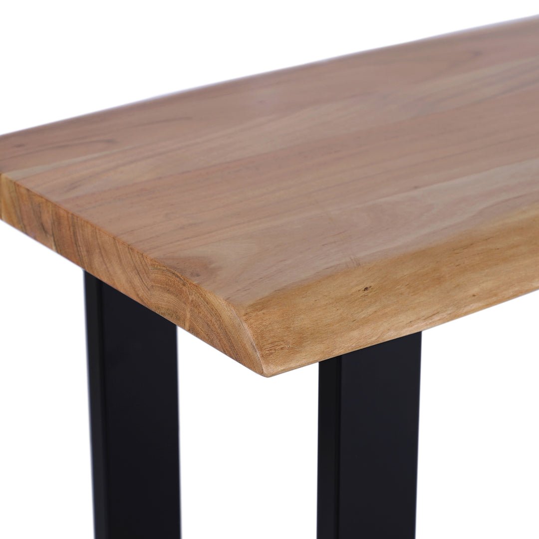 Live Edge Acacia 90"W Console Table with Black Iron Legs, Natural