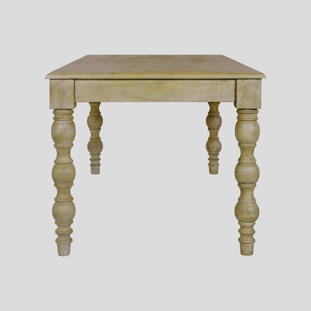 French Country 84" Rectangular Dining Table, Natural-Rustic White