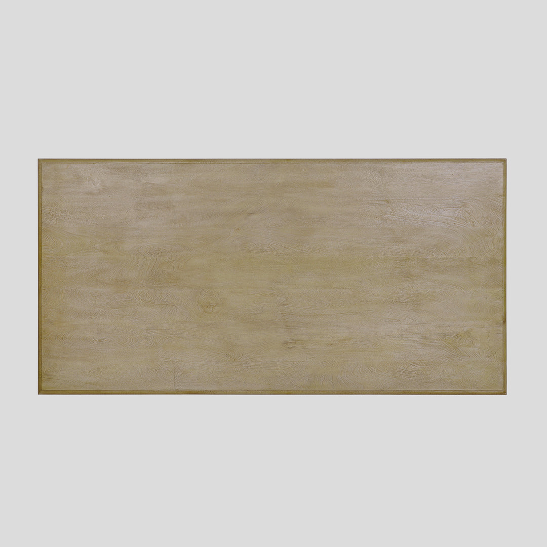 French Country 84" Rectangular Dining Table, Natural-Rustic White