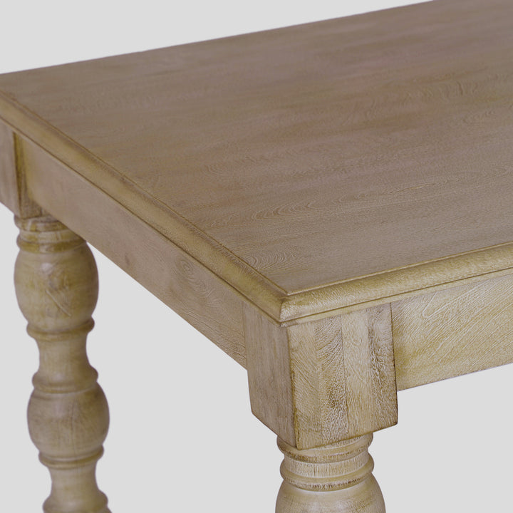 French Country 84" Rectangular Dining Table, Natural-Rustic White