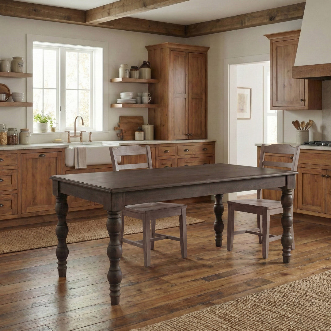 French Country 72" Rectangular Dining Table, Coffee Brown