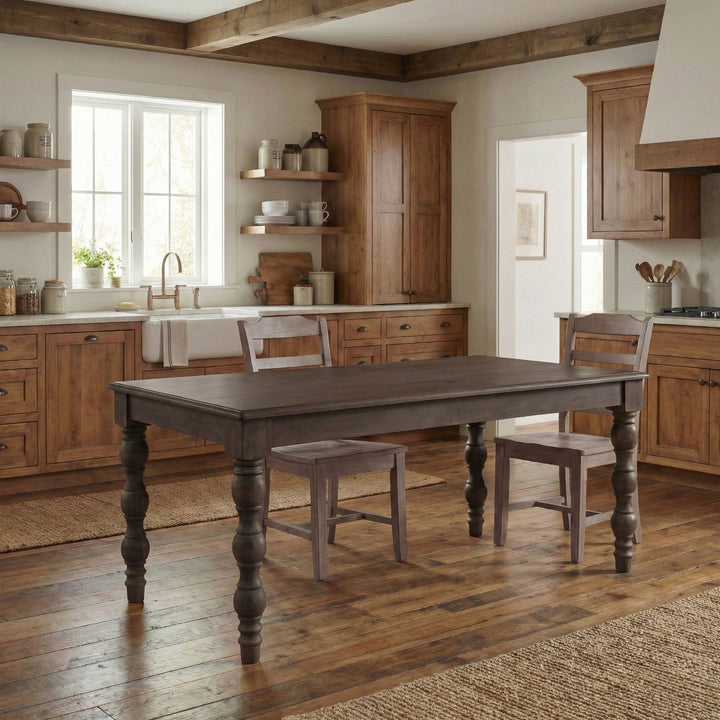French Country 72" Rectangular Dining Table, Coffee Brown