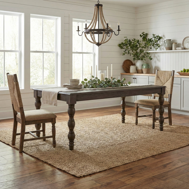 French Country 84" Rectangular Dining Table, Coffee Brown