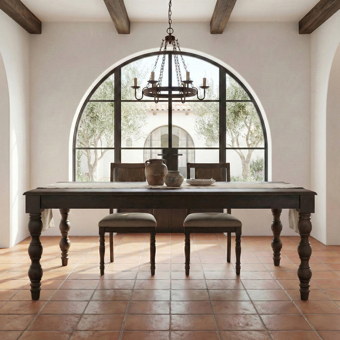 French Country 84" Rectangular Dining Table, Coffee Brown