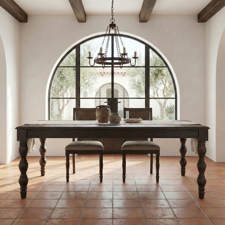 French Country 84" Rectangular Dining Table, Coffee Brown