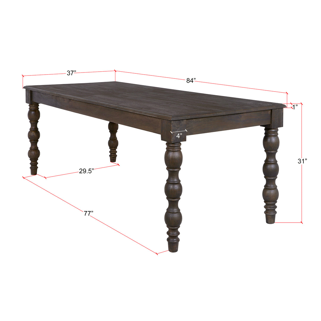 French Country 84" Rectangular Dining Table, Coffee Brown