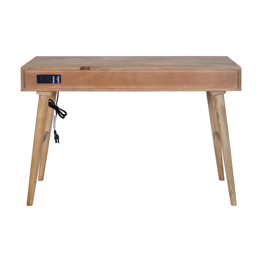 Atlas Cane Mid-Century Desk with Built-in Power, Wheatfield