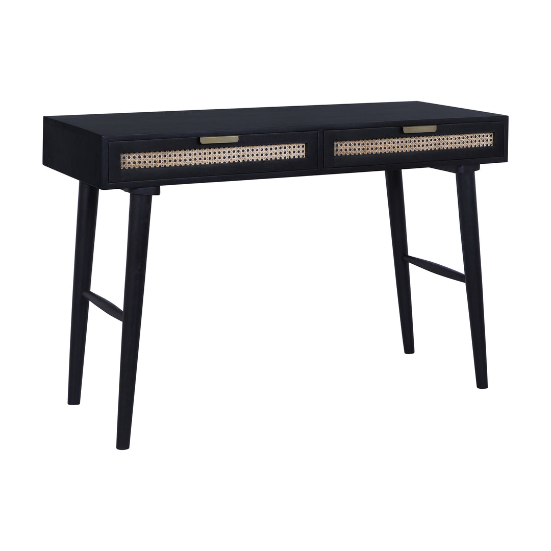 Atlas Cane Mid-Century Desk with Built-in Power, Black