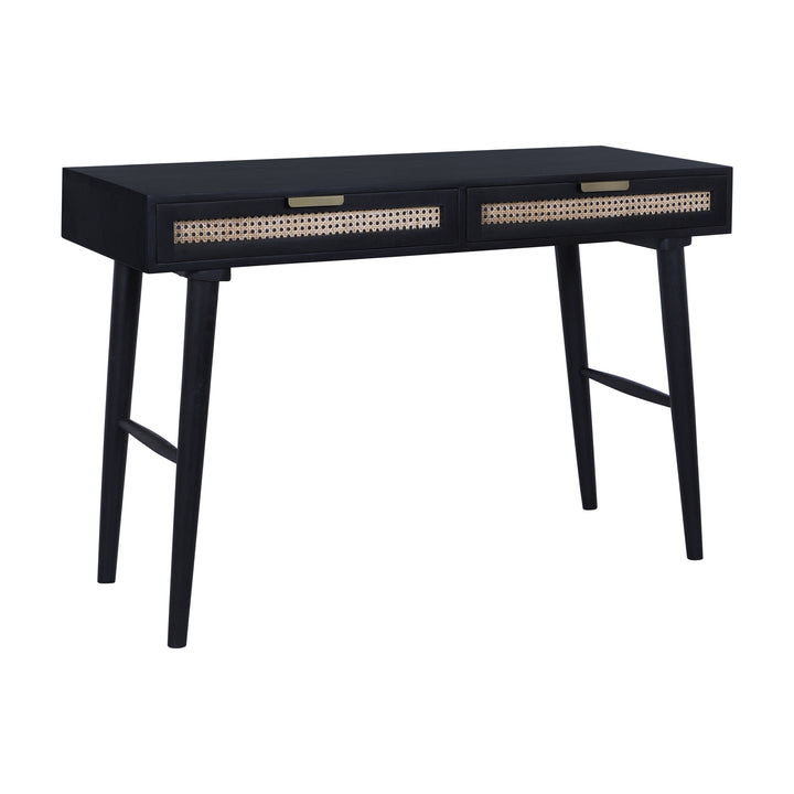 Atlas Cane Mid-Century Desk with Built-in Power, Black
