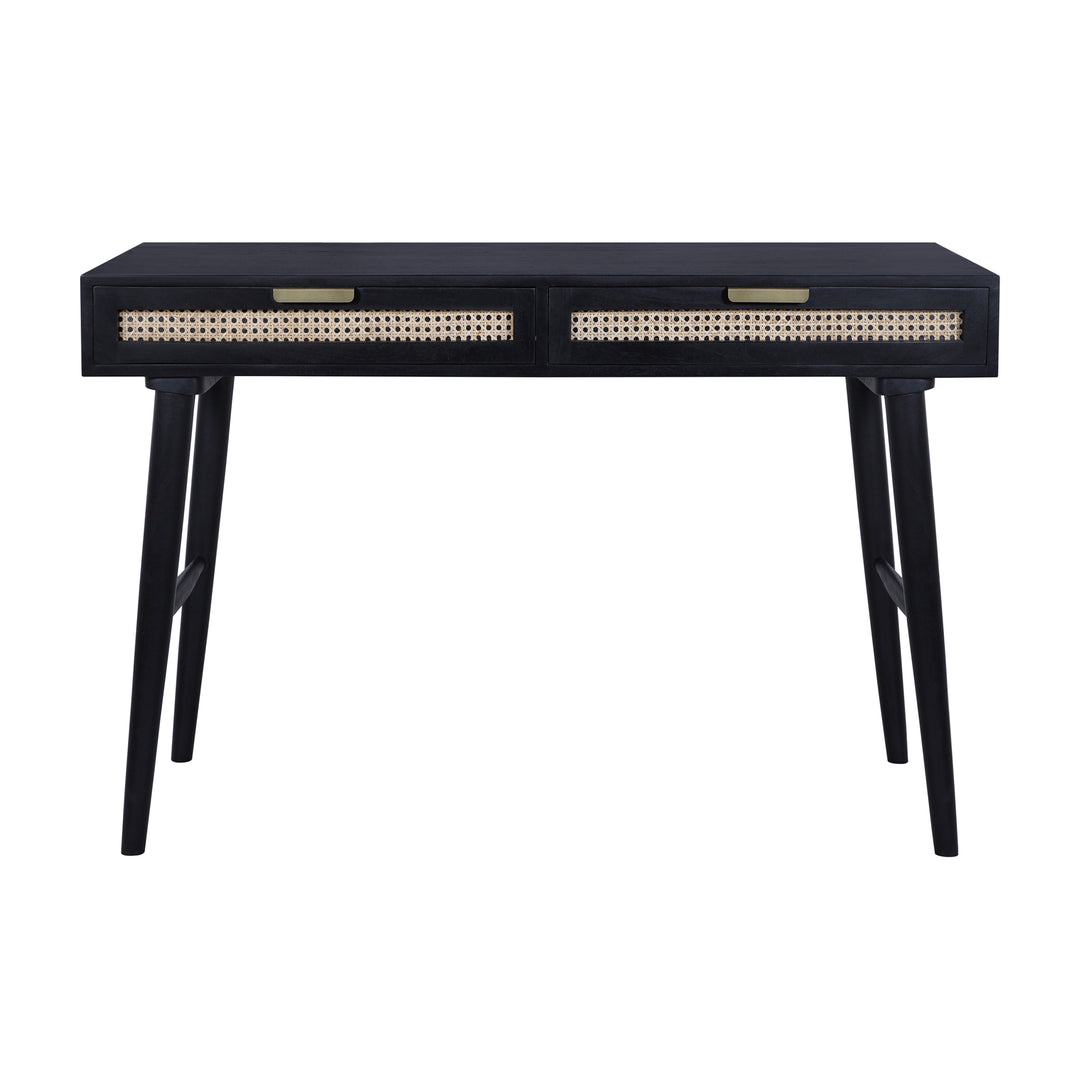 Atlas Cane Mid-Century Desk with Built-in Power, Black