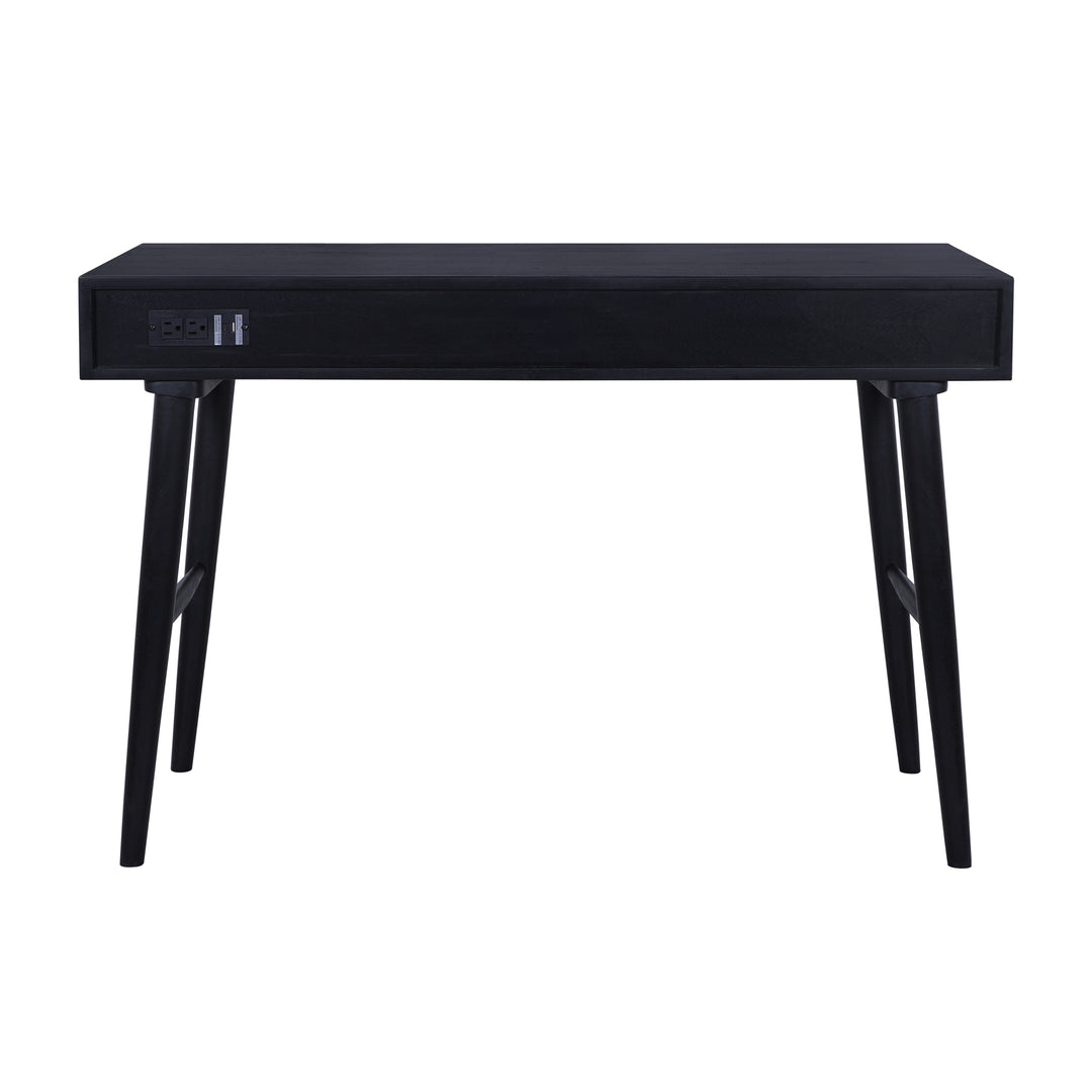 Atlas Cane Mid-Century Desk with Built-in Power, Black
