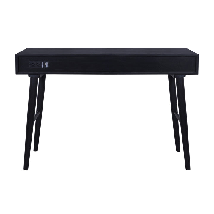 Atlas Cane Mid-Century Desk with Built-in Power, Black