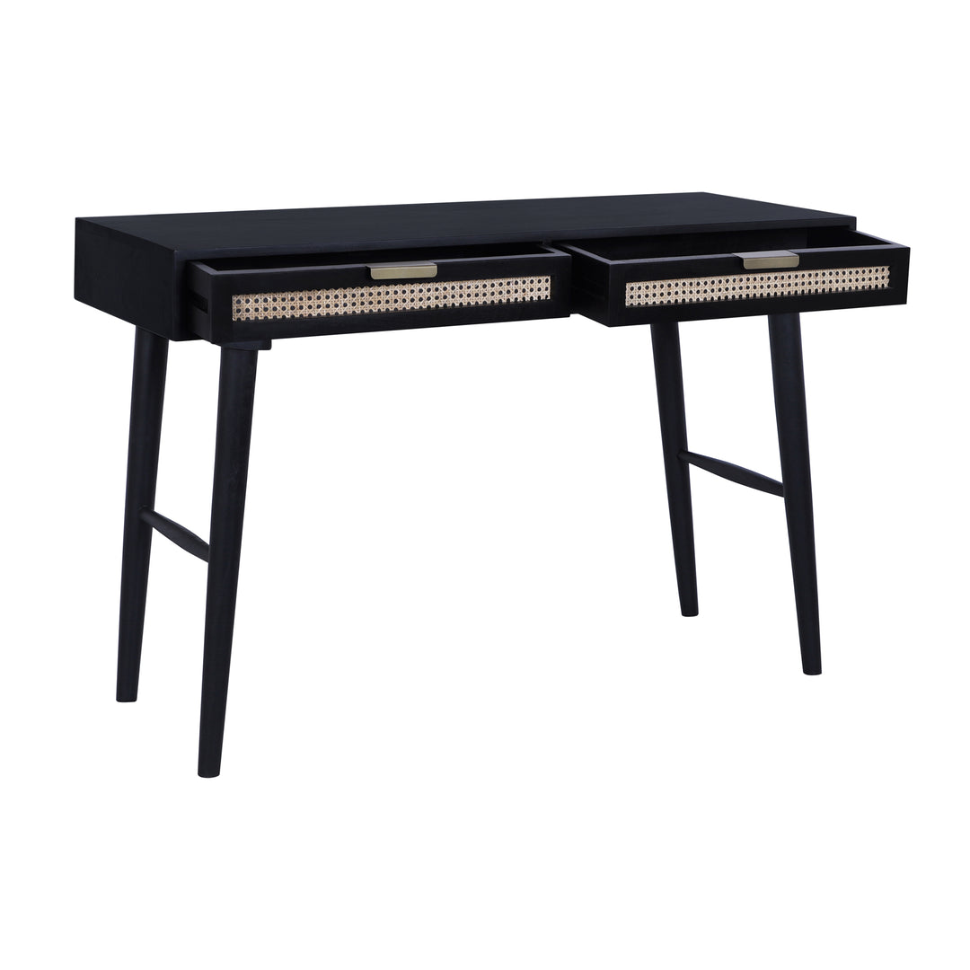 Atlas Cane Mid-Century Desk with Built-in Power, Black