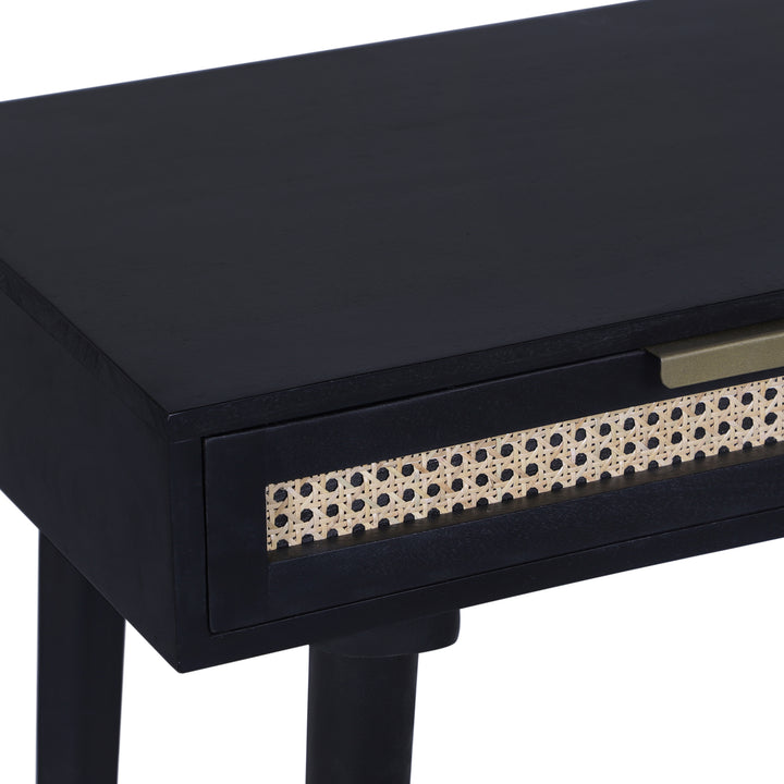 Atlas Cane Mid-Century Desk with Built-in Power, Black