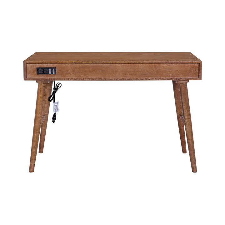Atlas Cane Mid-Century Desk with Built-in Power, Walnut