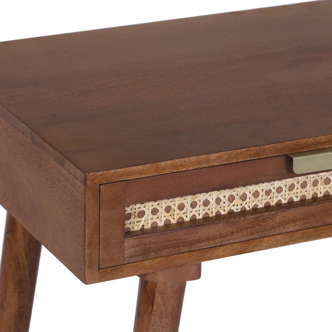 Atlas Cane Mid-Century Desk with Built-in Power, Walnut