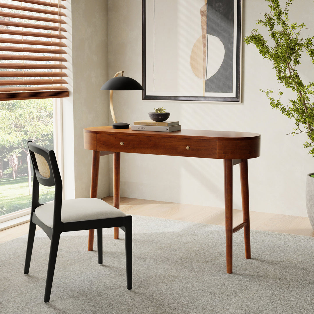 Elipse Mid-Century Modern Writing Desk, Acacia Standard
