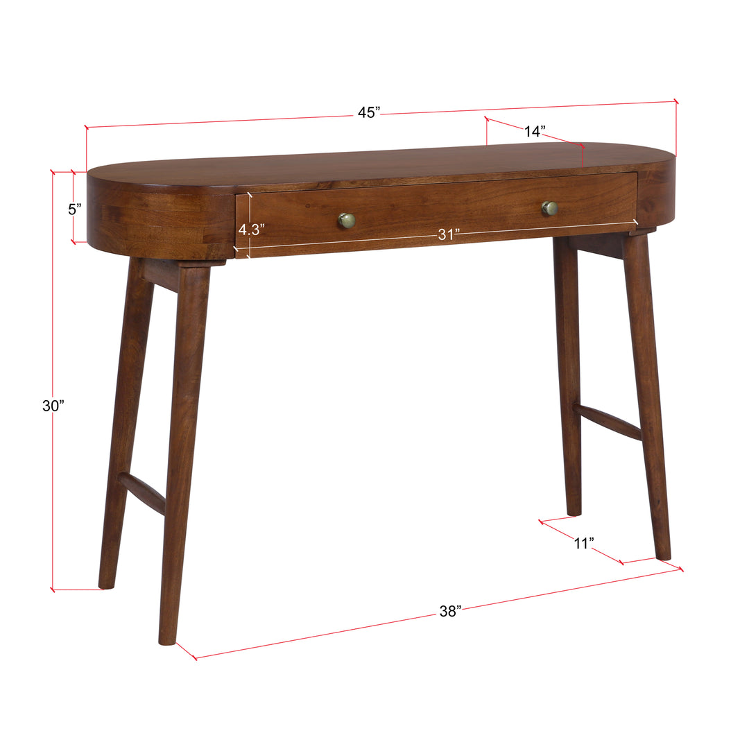 Elipse Mid-Century Modern Writing Desk, Acacia Standard