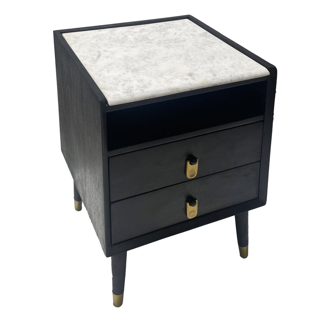 Marble and Black Night Stand