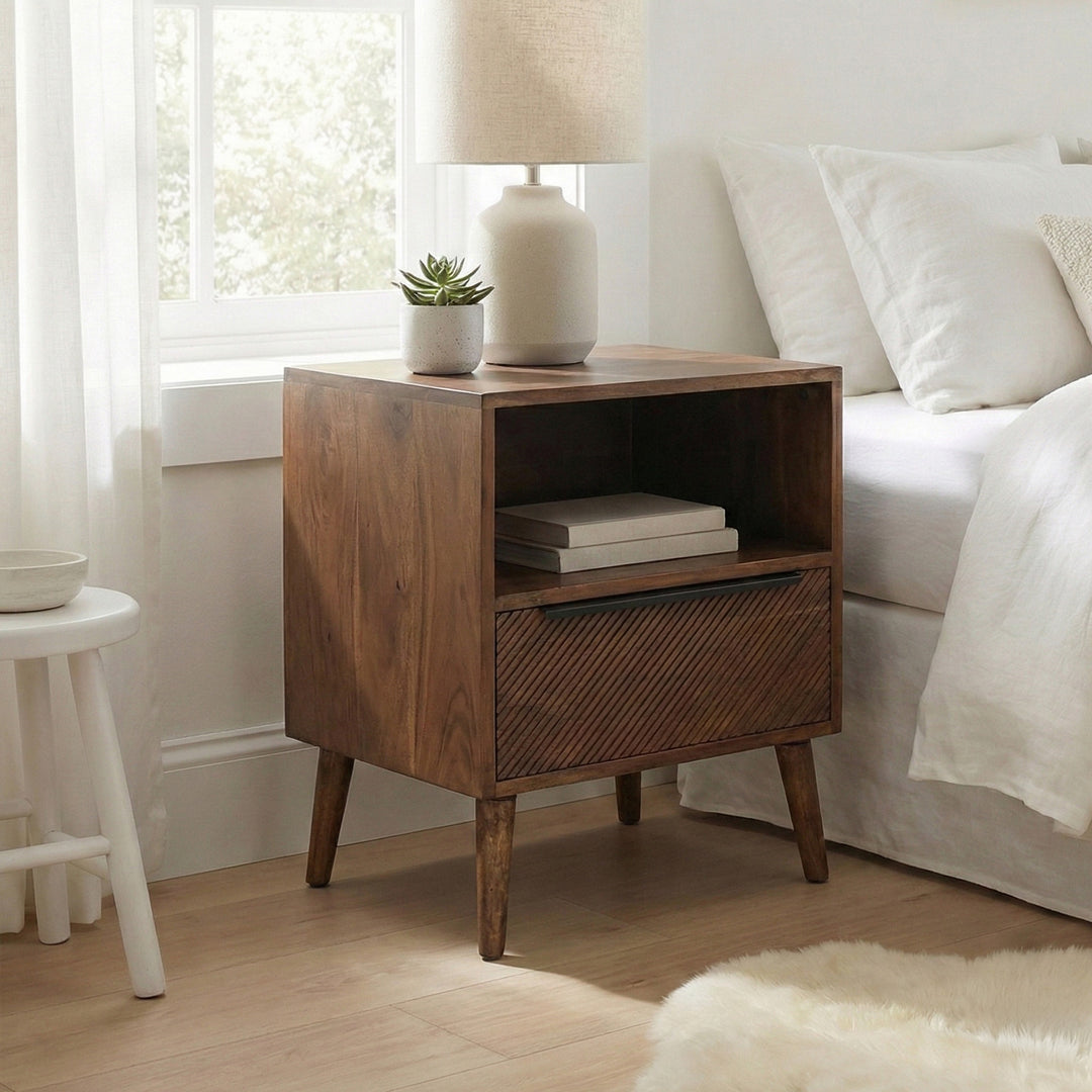 Brown Diagonal Line Night Stand