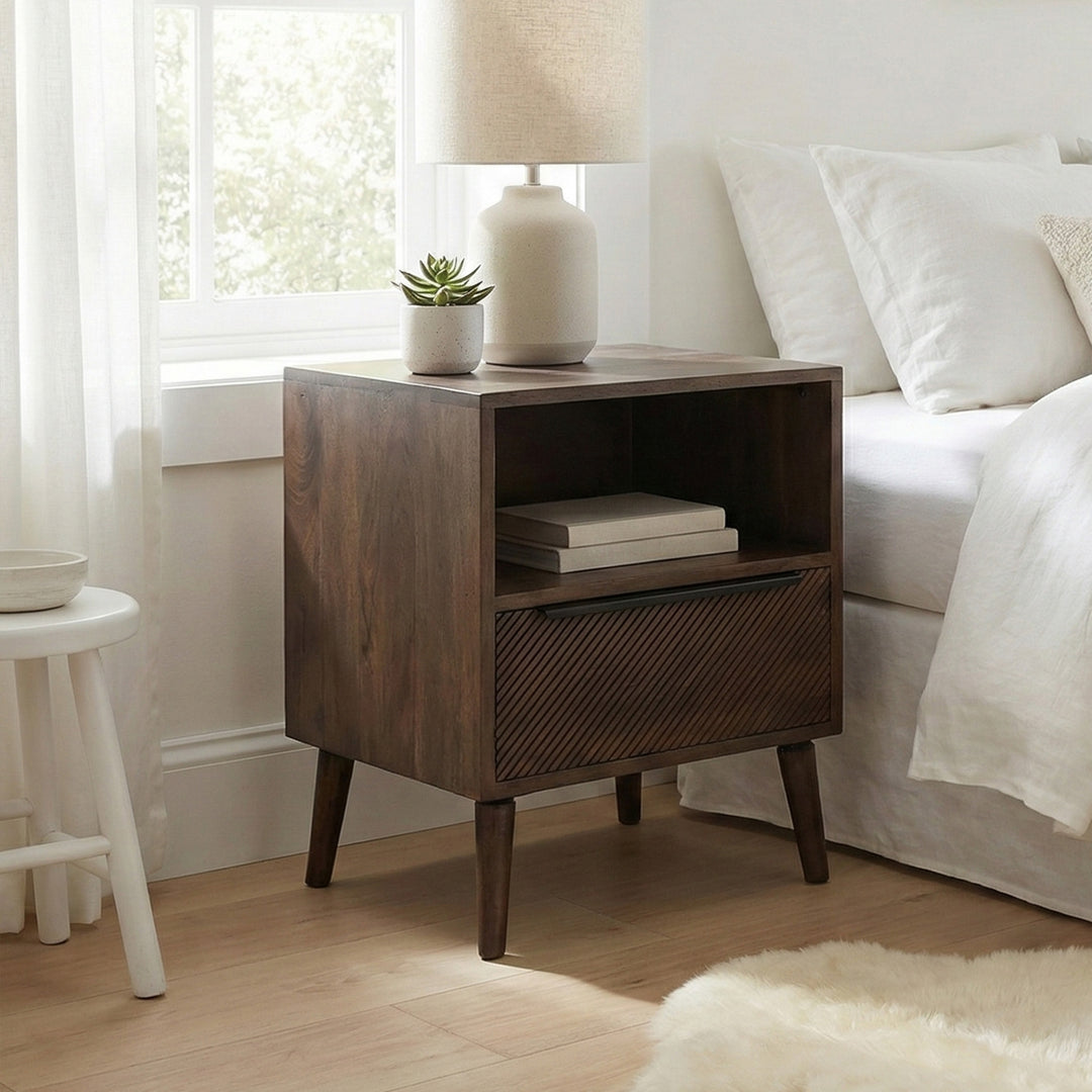 Grey Diagonal Line Night Stand