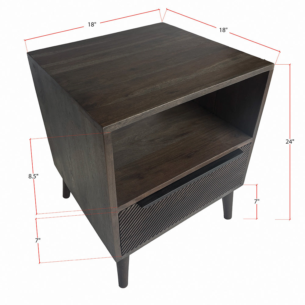 Grey Diagonal Line Night Stand