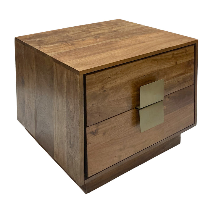 Brown/ Brass Two Drawer Night Stand