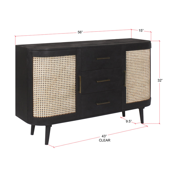 Oslo Cane Midnight Sideboard