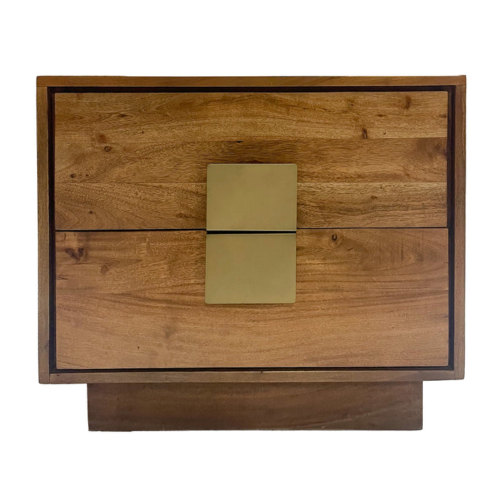 Brown/ Brass Two Drawer Night Stand