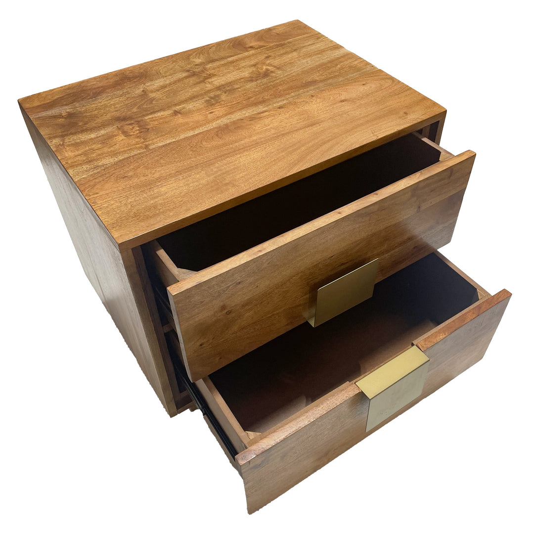 Brown/ Brass Two Drawer Night Stand