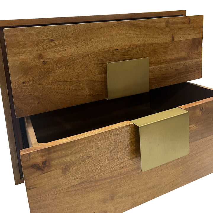 Brown/ Brass Two Drawer Night Stand