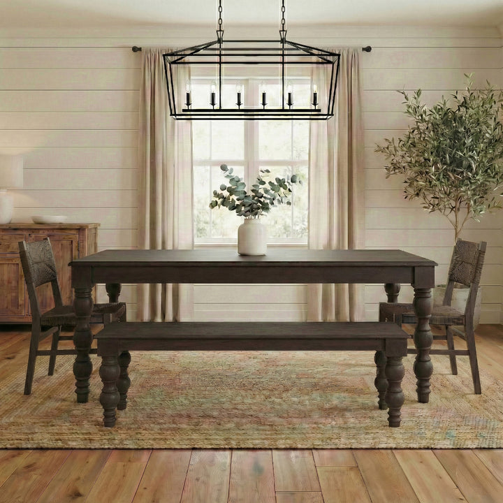 French Country 58" Bench, Coffee Brown