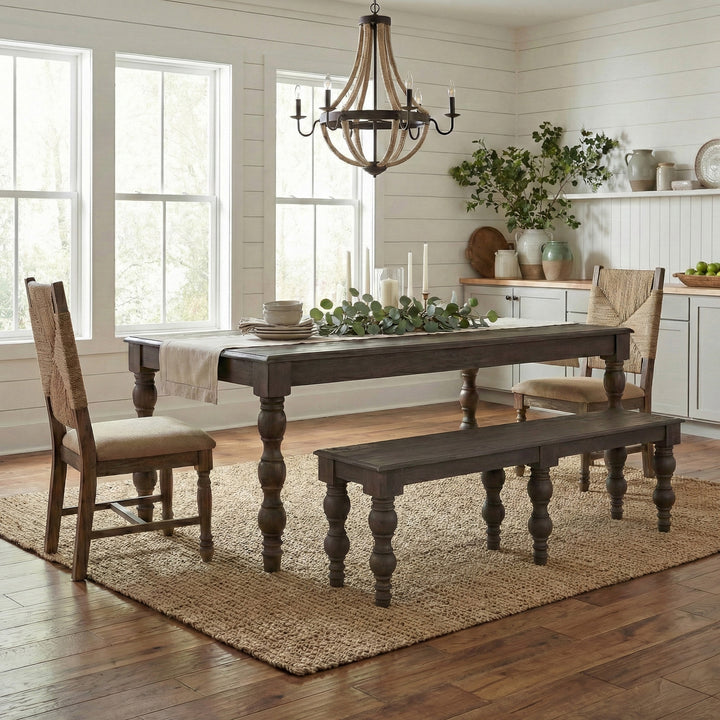 French Country 70" Bench, Coffee Brown